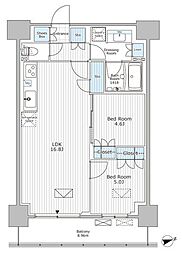 パークアクシス市川 2LDKの間取図画像