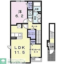 ジャム ハウス 1LDKの間取図画像