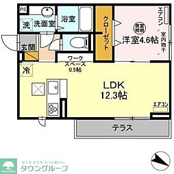 AXIS南流山 1LDKの間取図画像