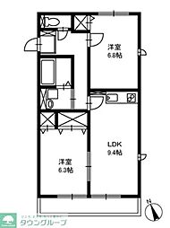 フォルトゥーナB 2DKの間取図画像