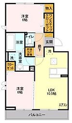プレジール 2LDKの間取図画像