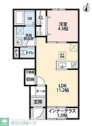 リーブルファイン三郷半田II 1LDKの間取図画像