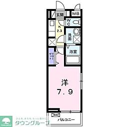 エスポア3 1Kの間取図画像
