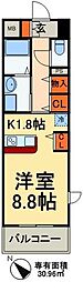 ハンプトン ワンルームの間取図画像