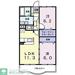 ヒルフィールドブリーズ館 2LDKの間取図画像