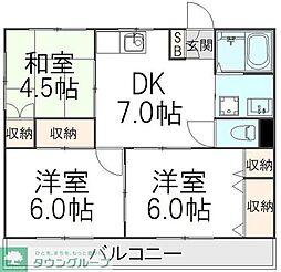 フジハイツ2 3DKの間取図画像