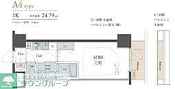ラグゼナ松戸 1Kの間取図画像