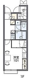 レオパレスプルンニーB 1Kの間取図画像