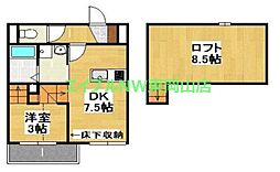 クオーレけやき通り 1DKの間取図画像