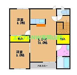 ハーヴェスト田井B棟 2LDKの間取図画像