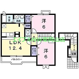 イーストユニゾン 2LDKの間取図画像