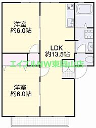 コーポ赤坂 2LDKの間取図画像