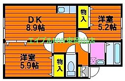 リバーサイド金岡A 2DKの間取図画像