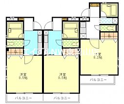 プレステージ高島 1Kの間取図画像