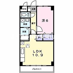 スカイマンション 1LDKの間取図画像