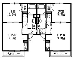 ヴィレッジ・ハルミ2 1LDKの間取図画像