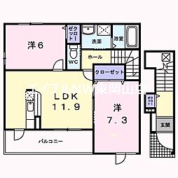 ル・プランタンA 2LDKの間取図画像