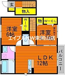シュロスモリオ 2LDKの間取図画像