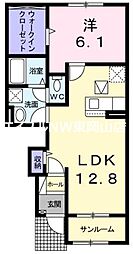 メゾン・ド・アルモニーA 1LDKの間取図画像