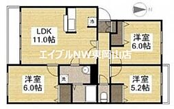 サンライフフジワラ 3LDKの間取図画像