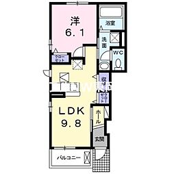 ハマナスA 1LDKの間取図画像