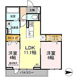 蓮 2LDKの間取図画像