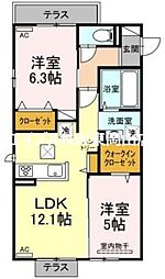 パルティール 2LDKの間取図画像