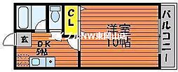 リズミラルU 2階1DKの間取り