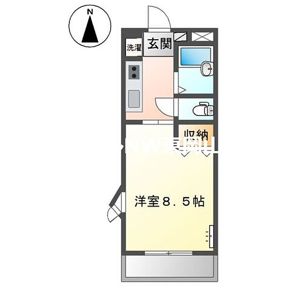 ハートハイム ｜岡山県岡山市中区長岡(賃貸アパート1K・2階・24.12㎡)の写真 その2