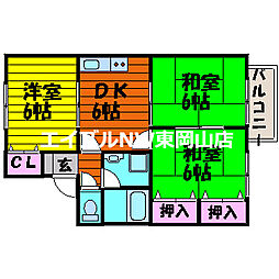 あくらコーポ　Ｂ棟 2階3DKの間取り