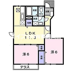 メゾン長船Ｂ 1階2LDKの間取り