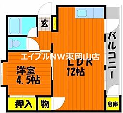 長岡コーポ 1LDKの間取図画像