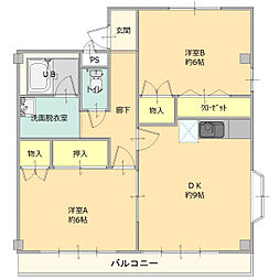 サクラマンション 2階2DKの間取り