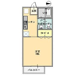 プチパレス青楓 1Kの間取図画像