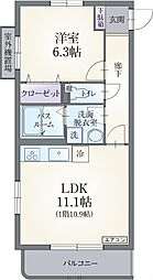 ボウヴェール徳倉C 1LDKの間取図画像