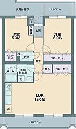 パーシモン・スクエア 2LDKの間取図画像