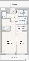 ヴィアクオレ 1LDKの間取図画像