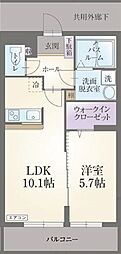 ボウヴェール徳倉C 1LDKの間取図画像