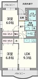 アビタシオンB 2LDKの間取図画像