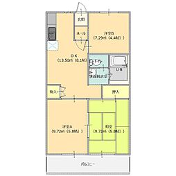 キャッスル長谷川 3DKの間取図画像