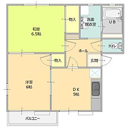 ヴィラフローレンスA 2DKの間取図画像