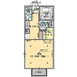 ロキシー 1Kの間取図画像