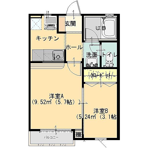 グランアルブル南矢島 202｜群馬県太田市南矢島町(賃貸アパート1LK・2階・27.94㎡)の写真 その2