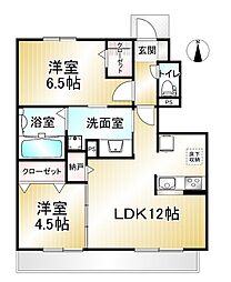 クレールヴェルデ 2LDKの間取図画像