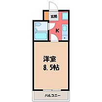 栃木県宇都宮市河原町（賃貸マンション1K・6階・22.50㎡） その2