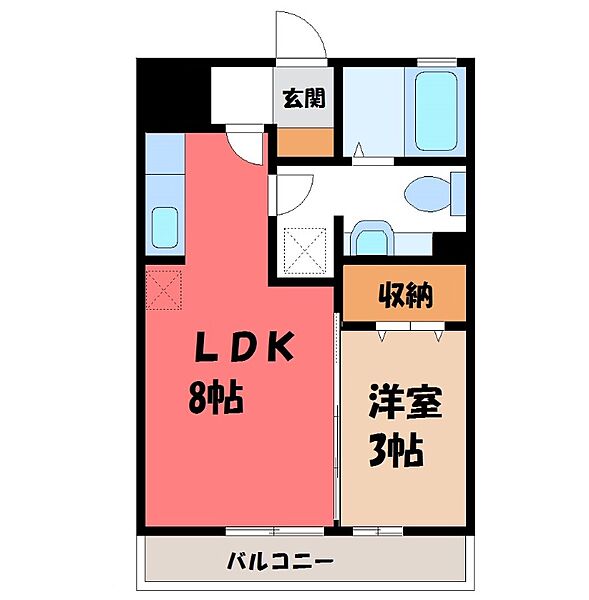 栃木県宇都宮市川田町(賃貸アパート1LDK・1階・29.25㎡)の写真 その2