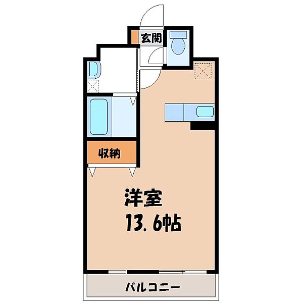 栃木県宇都宮市下戸祭1丁目(賃貸マンション1K・9階・34.26㎡)の写真 その2