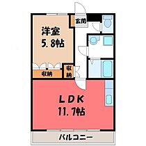 栃木県小山市大字羽川（賃貸アパート1LDK・1階・44.00㎡） その2