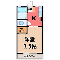 栃木県宇都宮市駒生1丁目（賃貸アパート1K・1階・23.53㎡） その2