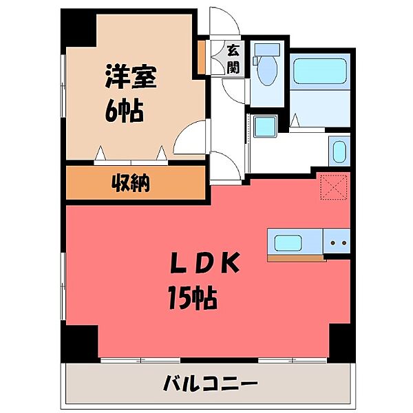 栃木県宇都宮市西原町(賃貸マンション1LDK・7階・50.15㎡)の写真 その2